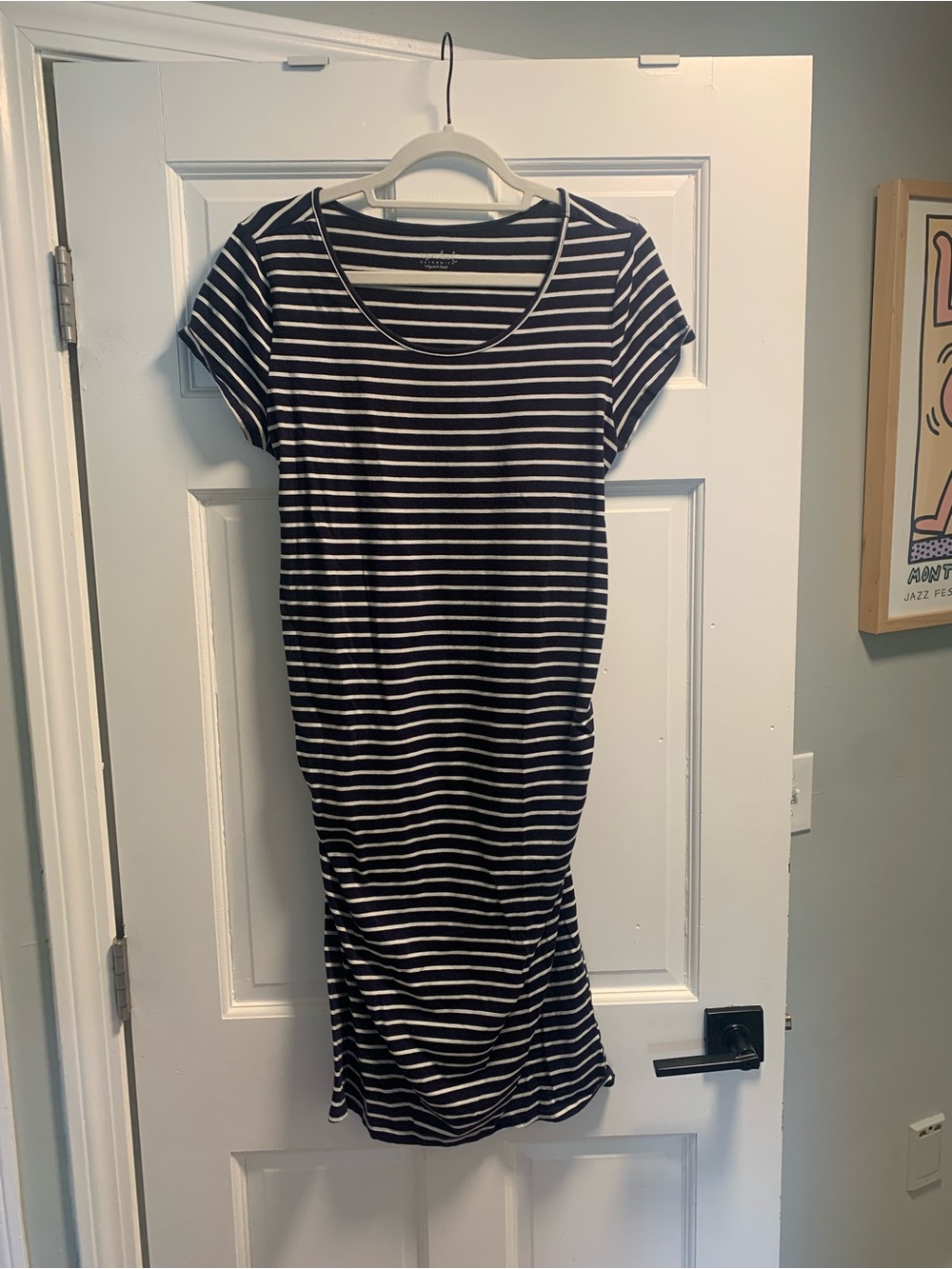 Isabel Maternity Navy/White Striped Dress L